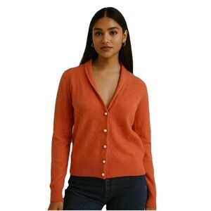 Nougat Womens London Orange Ruched Cropped Shrunken Sweater Lambswool Blend Sz 2
